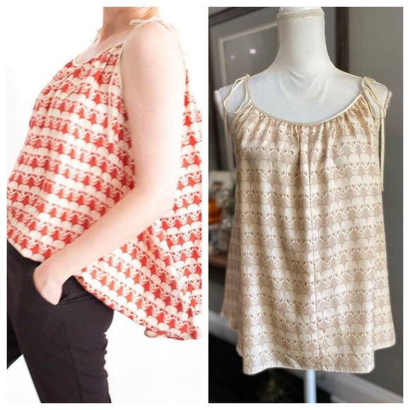 Thomas Wylde Tops - Thomas Wylde Silk Skull Print Babydoll Top XS-M